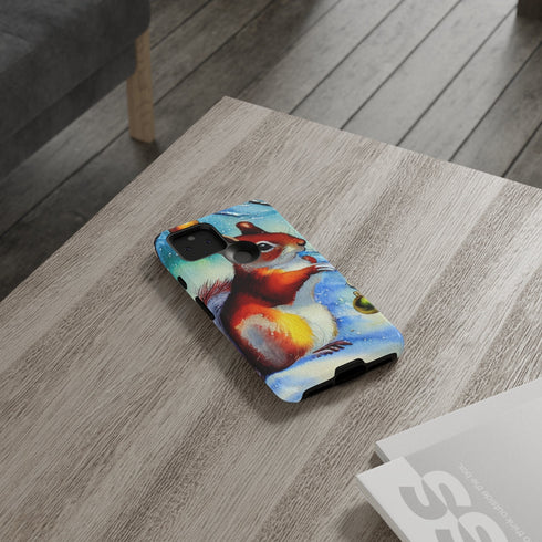 A Squirrel Decorates the Forest for Christmas - Impact Resistant Phone Case